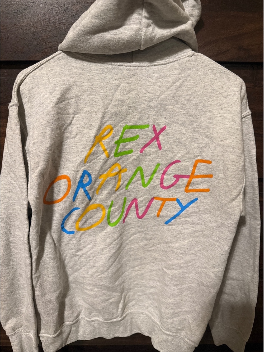 Rex Orange County pony Gray Hoodie with Colorful Logo - Size Small